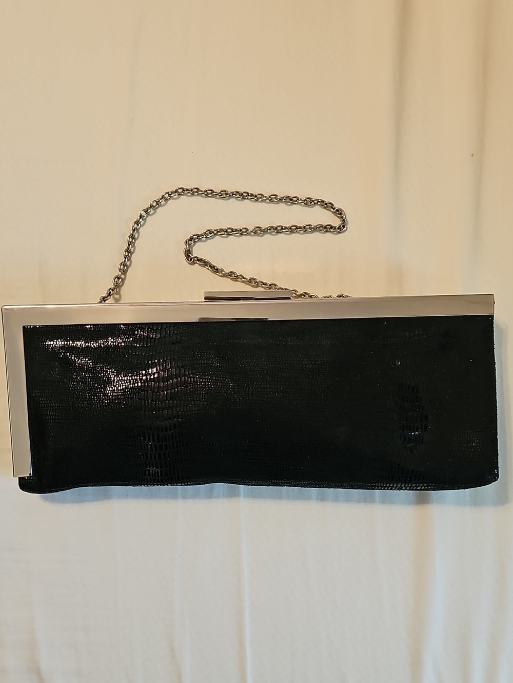 Calvin Klein Black Clutch with Silver Chain